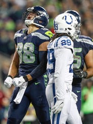 Seattle Seahawks tight end Jimmy Graham (88) celebrates