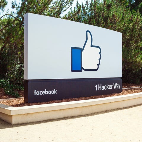 The Facebook like symbol on the sign at the entran