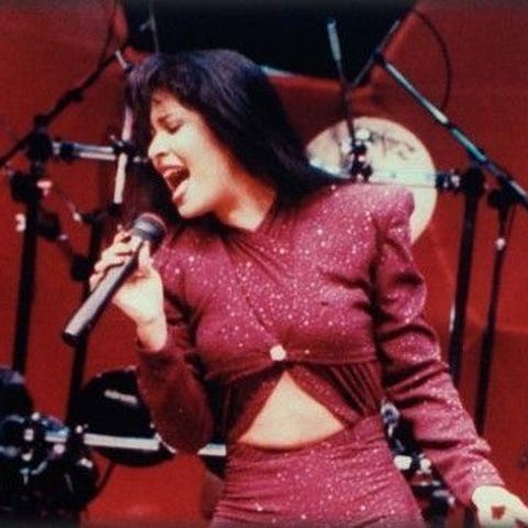 Selena Quintanilla is shown in concert.