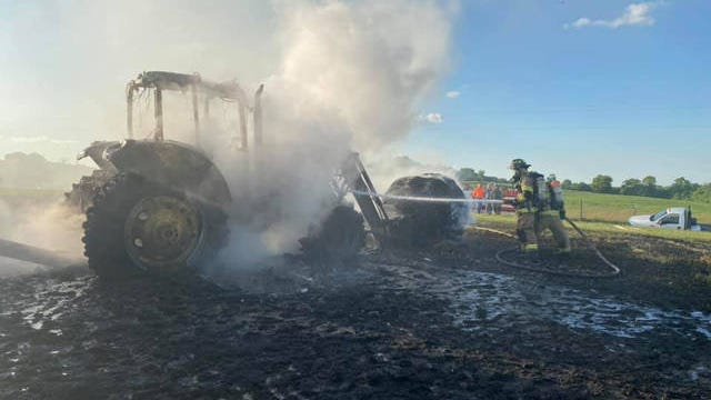 Maury County Firefighters Extinguish Burning Tractor Extricate Driver