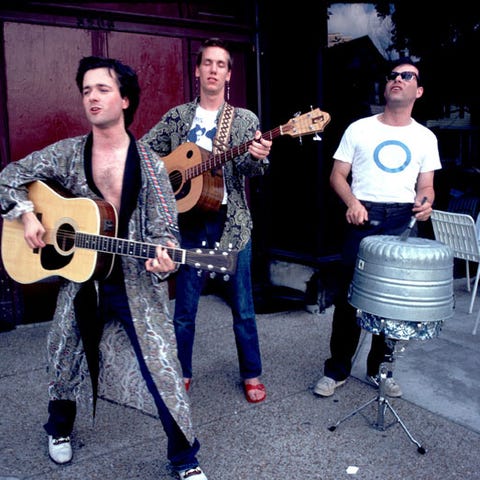 The Violent Femmes busk in Chicago in 1983. Drumme