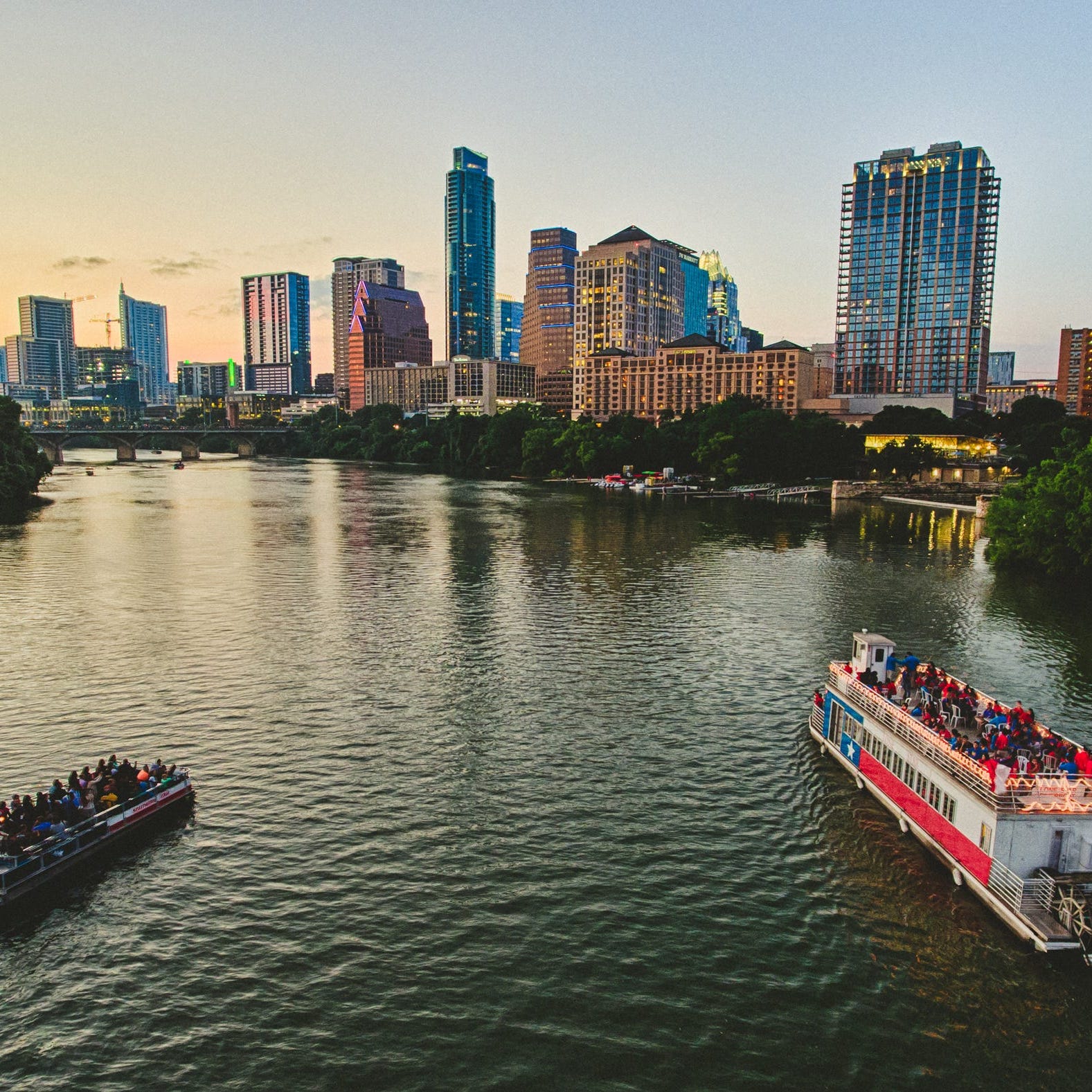 Visitors enjoy sunset cruises to see Austin's famed bats on Lady Bird Lake