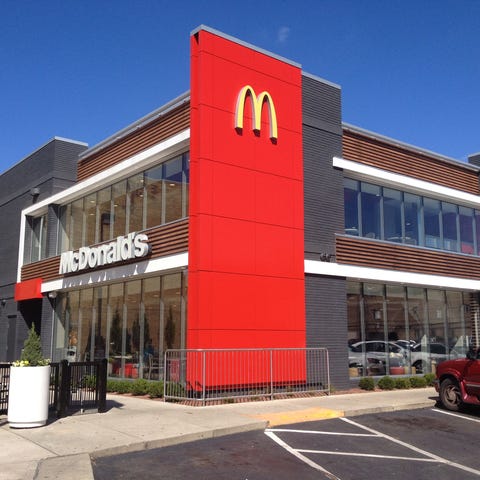 The exterior of a McDonald's restaurant.