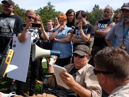 Activist Chris Irwin, who organizes the protest against