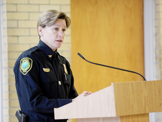 Asheville Police Chief Tammy Hooper speaks during the