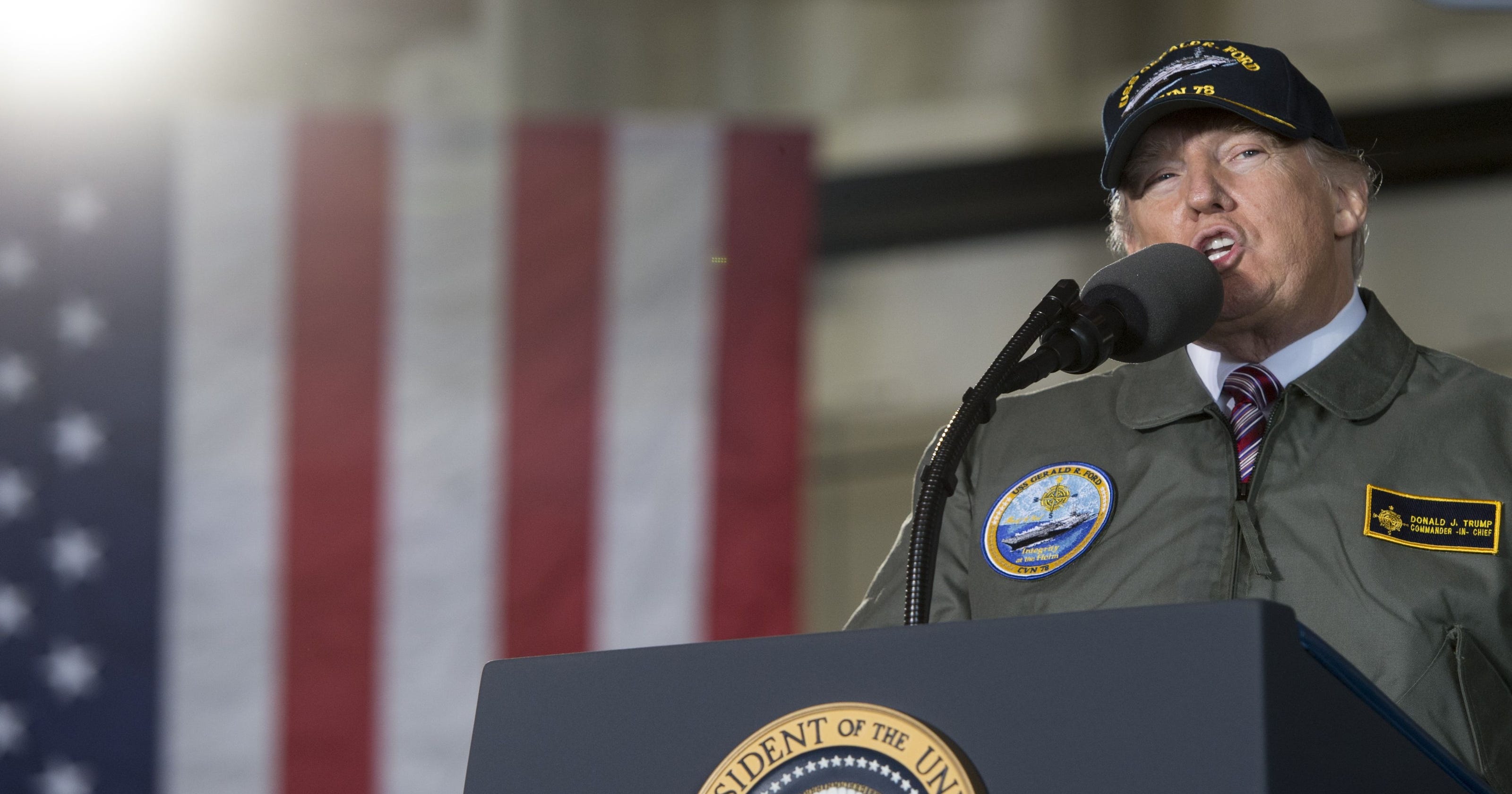 Some Vets Call Foul On Trump For Wearing Flight Jacket Admirals Cap