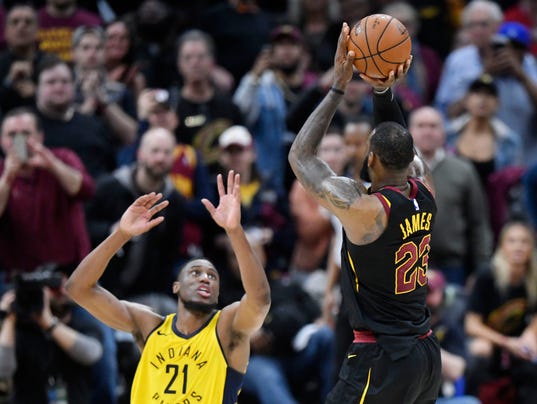 Image result for lebron james buzzer vs pacers 2018