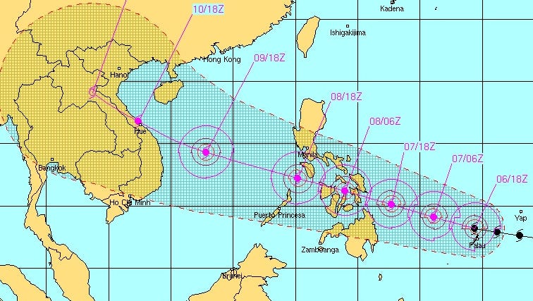 Super Typhoon Forecast To Hit The Philippines   1383769728000 Typhoon Track 