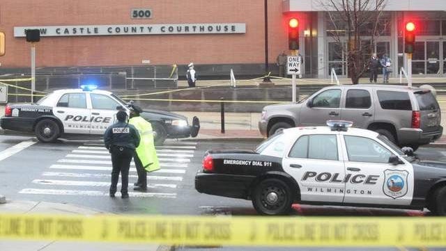 The New Castle County Courthouse In Delaware Is Roped Off In Police ...