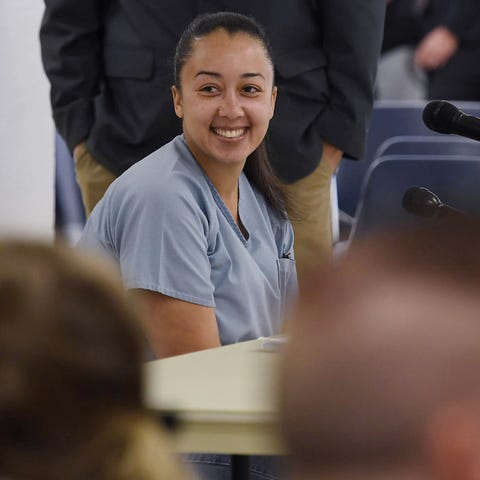 Cyntoia Brown smiles at her friends and family...