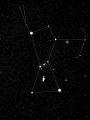   This illustration, based on an image of Orion by NASA, shows the location of the blazar, located in the night sky just next to the left shoulder of the constellation d & # 39; Orion. The source is about 4 billion light-years from Earth 