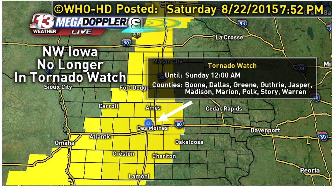 Severe weather moves across central Iowa