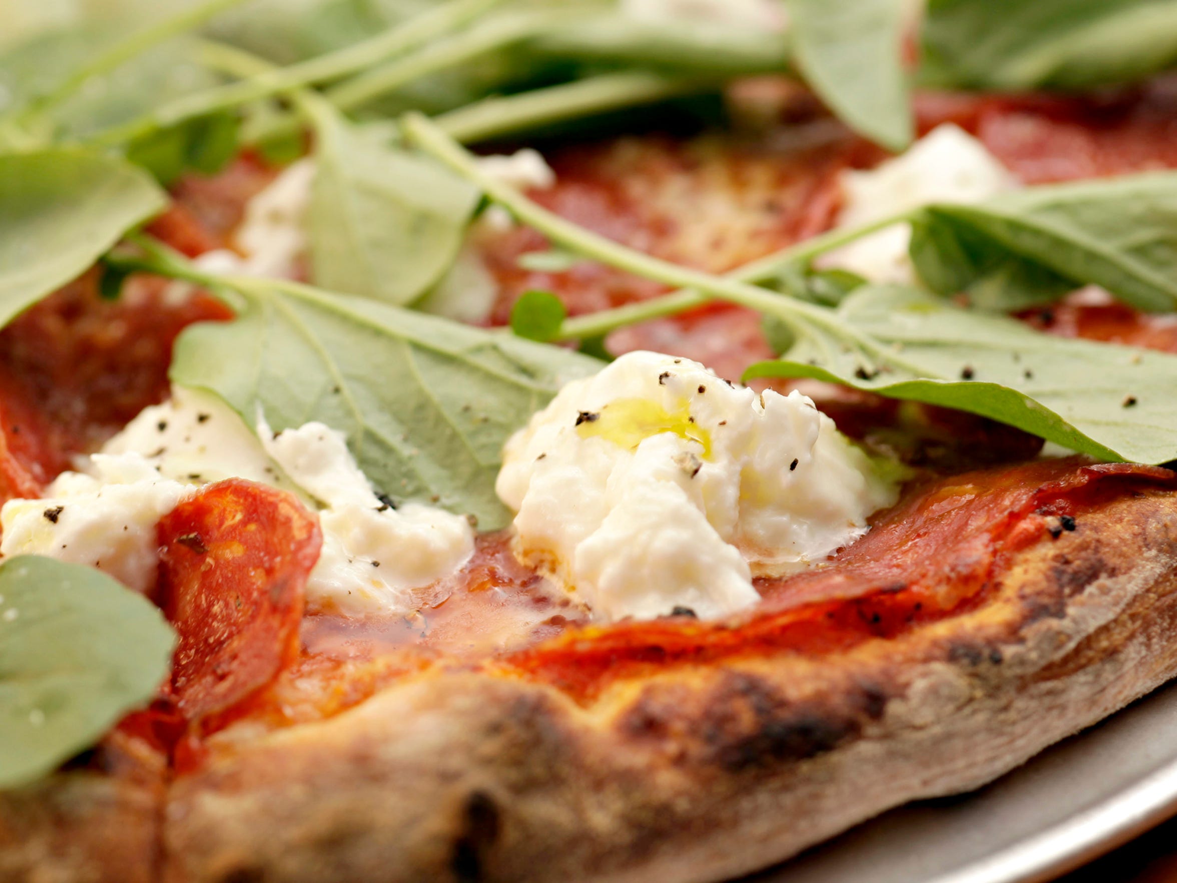 The Calabrian Pizza With Calabrese Salumi Burrata And Watercress From Parlor