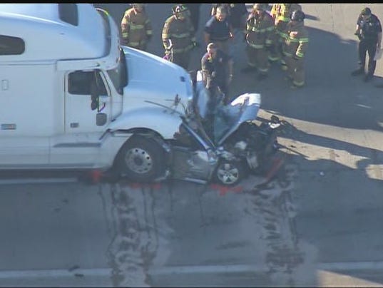 Driver killed in violent crash with big rig on Highway 225