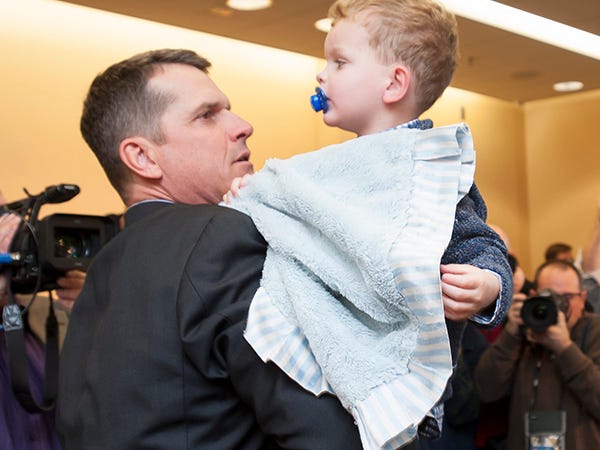 Jim Harbaugh Enjoys Big Day With Big Family