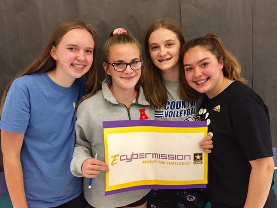 Lake Country School students who won an honorable mention at the state eCybermission competition were (from left) Lauren Peterson, Olivia Schneider, Sydney Marsh and Caroline Nunnally.