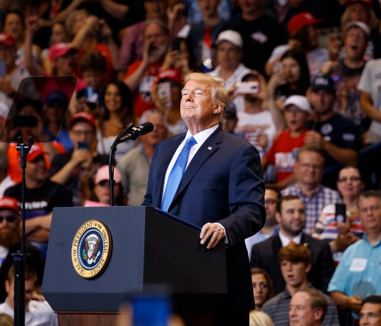 President Donald Trump in Wilkes-Barre, Pennsylvania.