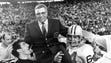 Green Bay Packers coach Vince Lombardi is carried off