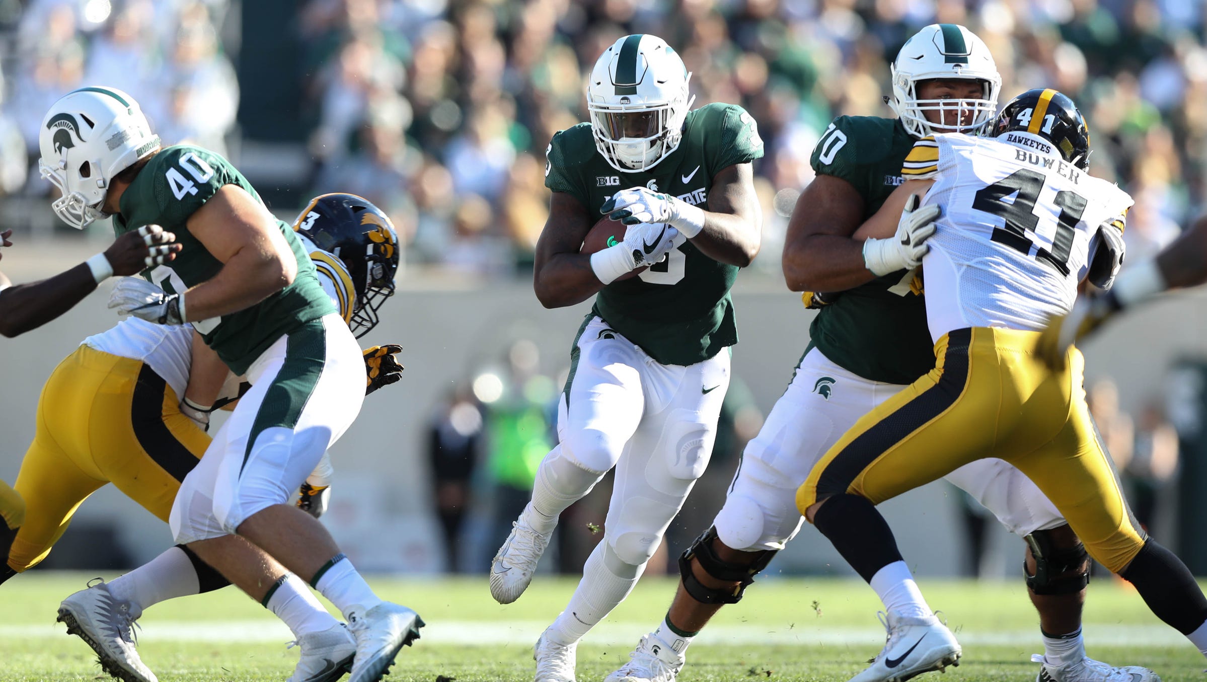 Michigan State Running Backs Struggle To Find Footing In Win Over Iowa