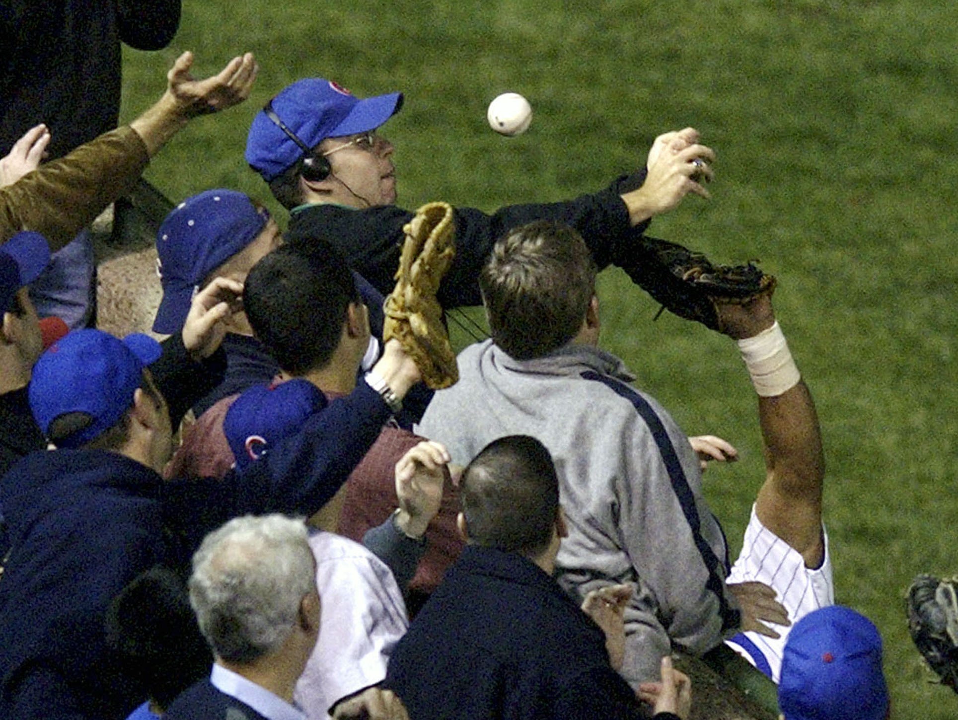 Cubs fan Steve Bartman interfered with a foul ball during Game 6 of the 2003 NLCS.