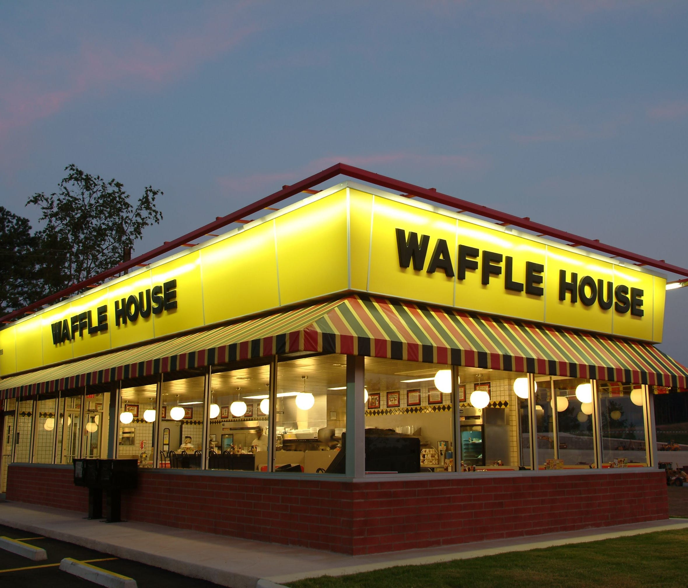 A Waffle House store front.