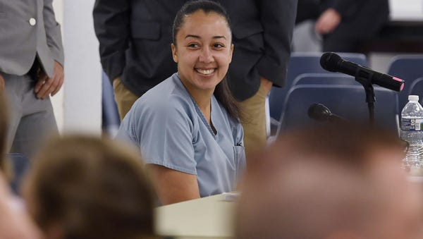 Cyntoia Brown smiles at her friends and family...