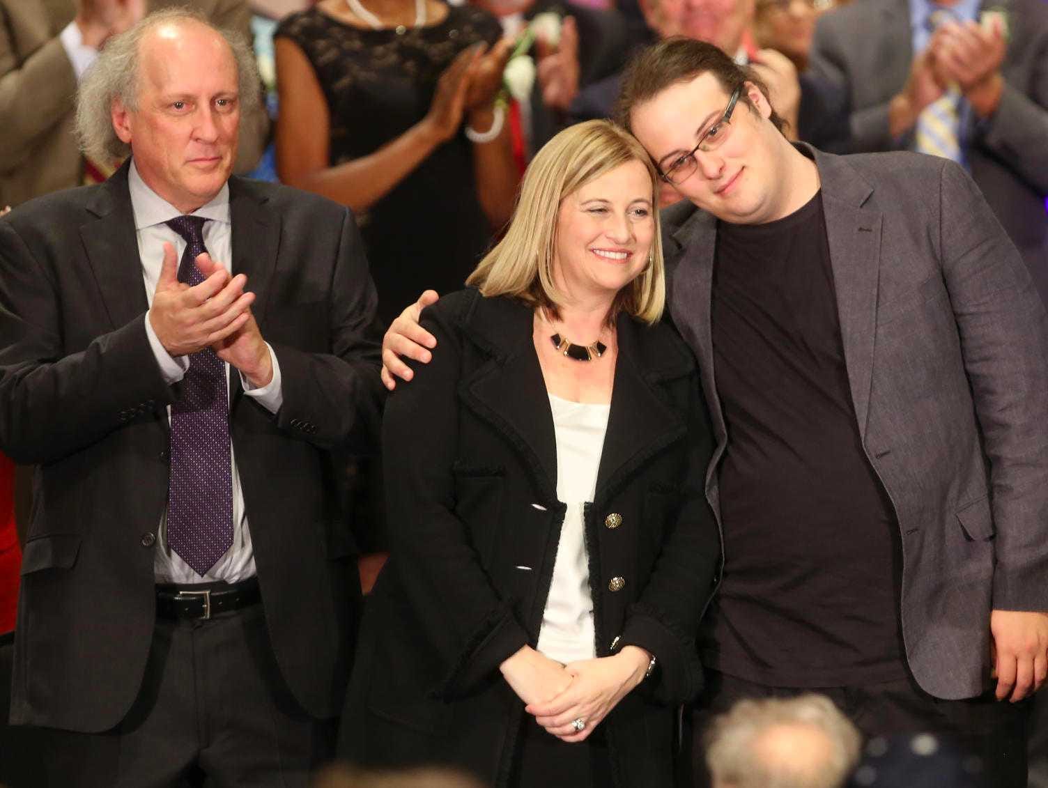 Max Barry with Mayor Megan Barry and Bruce Barry during Barry's swearing-in ceremony in 2015.