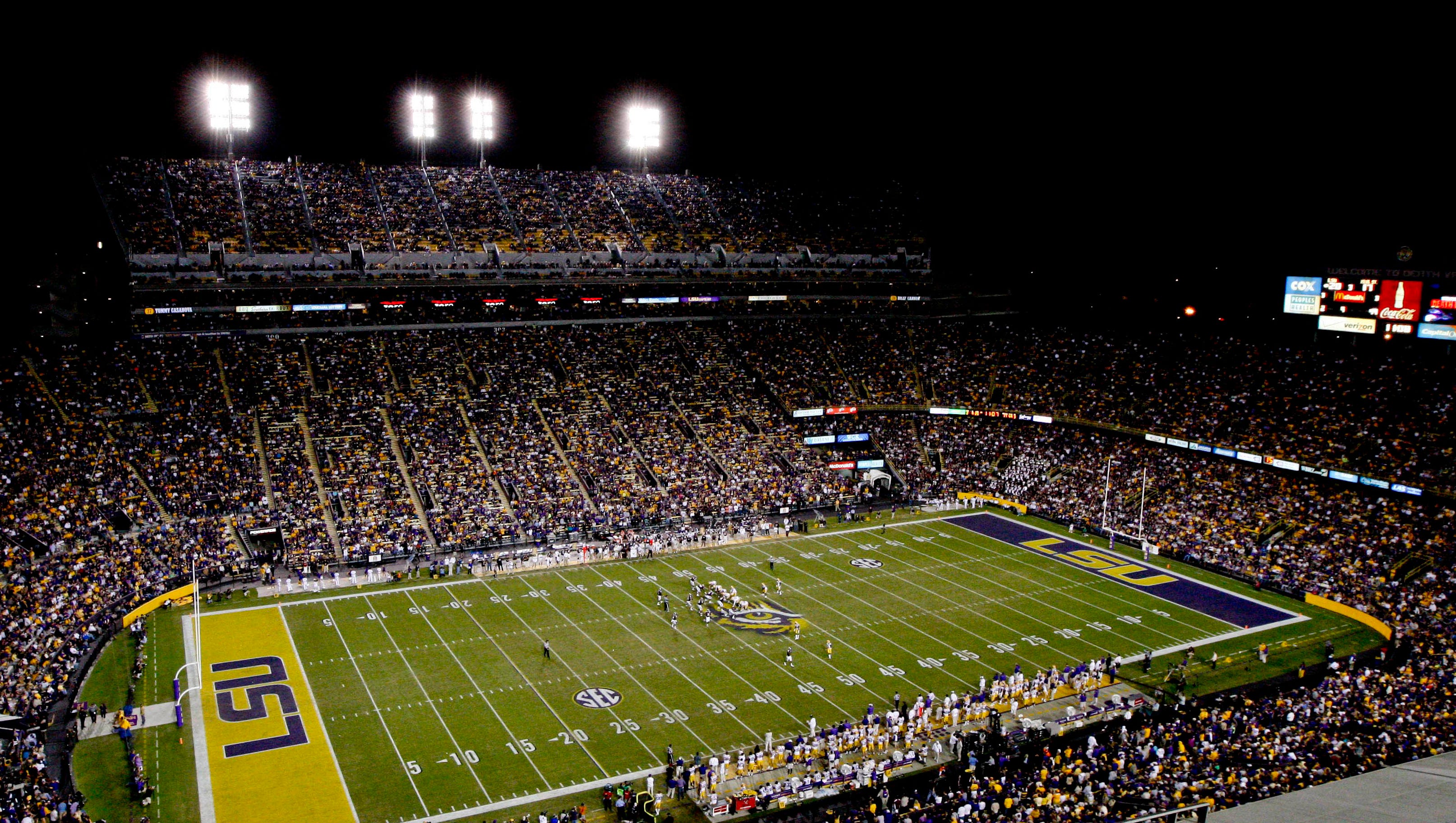 college football stadium at night