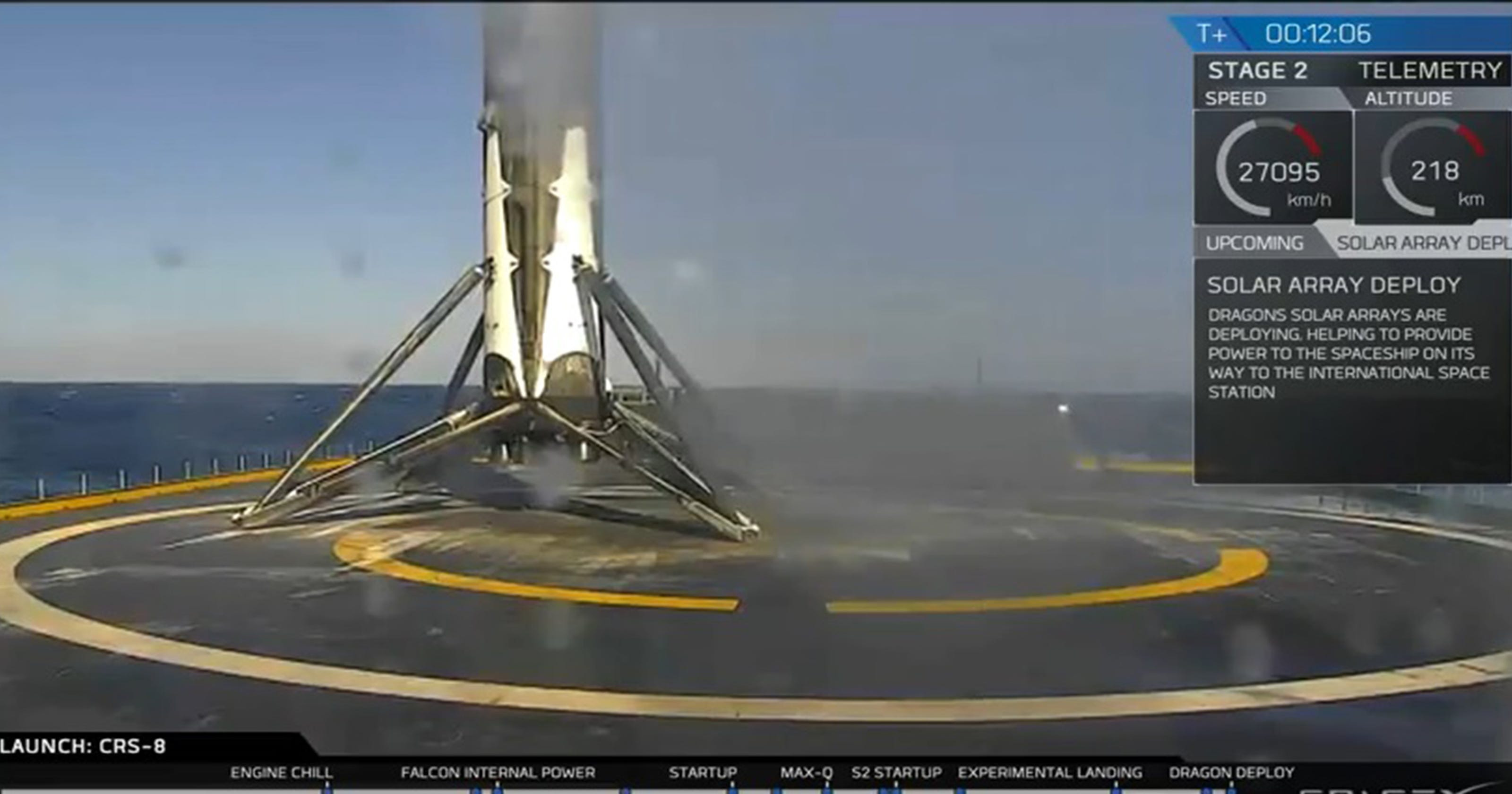 Spacex Rocket Launches Pulls Off Landing On Sea Barge