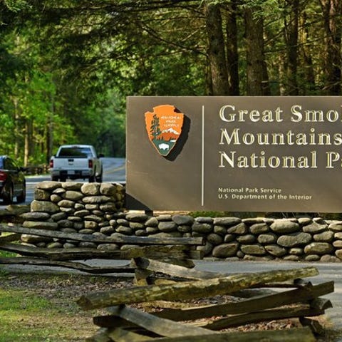 The entrance to the Great Smoky Mountains...