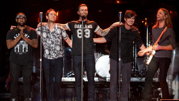 Members of Maroon 5, from left to right: PJ Morton, Mickey