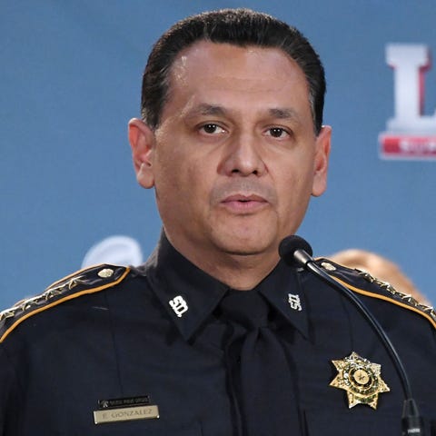 Harris County Sheriff officer Ed Gonzalez speaks d