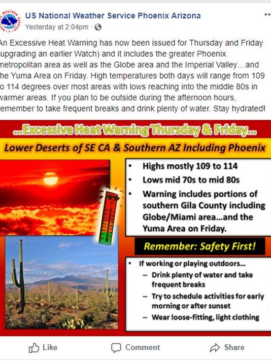 Excessive-heat warning for Phoenix