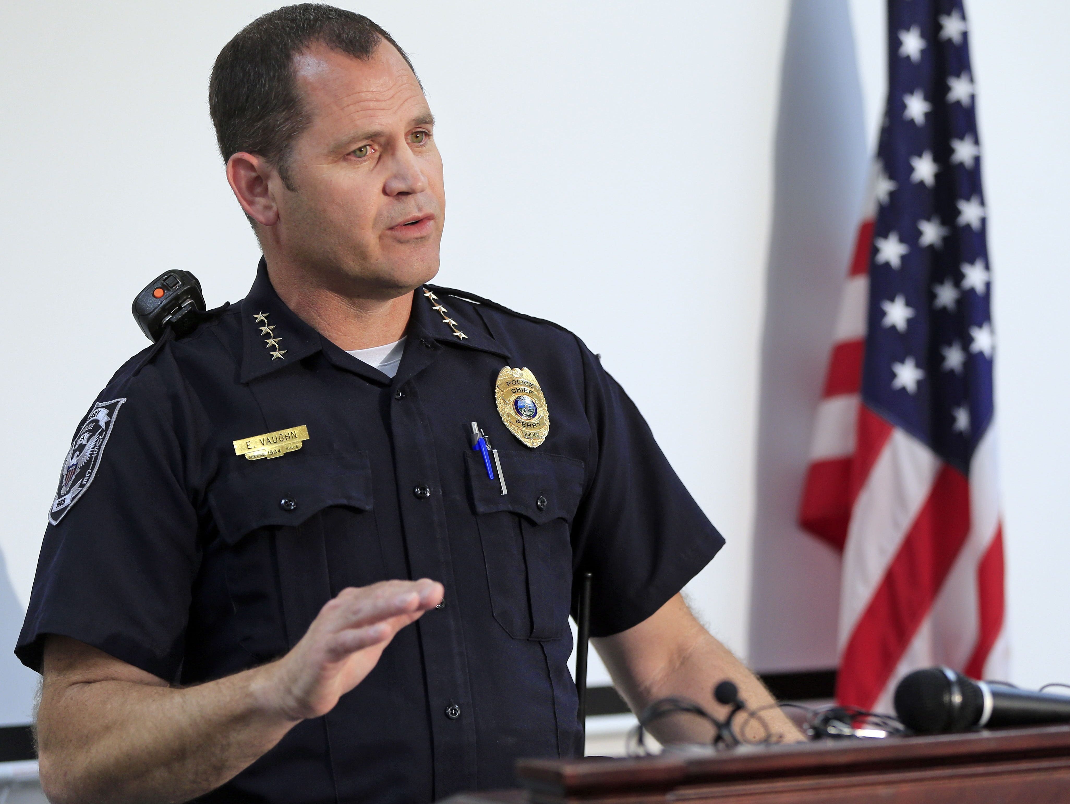 Perry Police Chief Eric Vaughn give details on additional arrests in the death of Sixteen-year-old Sabrina Ray Wednesday, May 31, 2017.