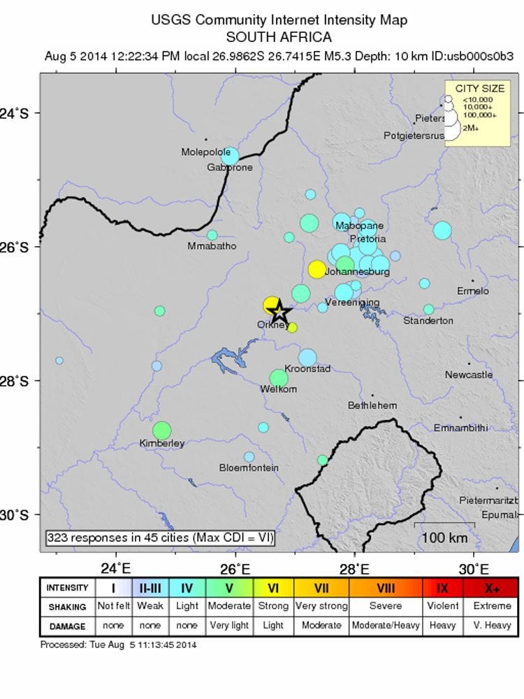 Quake Hits South Africa 1 Killed