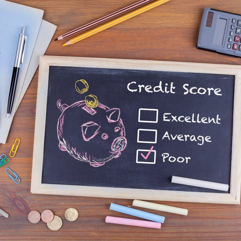 Credit Score Poor written on a small chalkboard ly