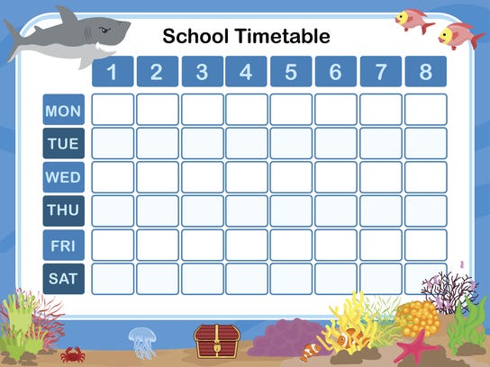 class timetable chart ideas