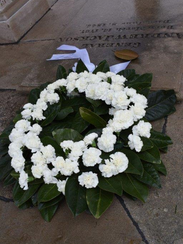 A wreath prepared by The Tulip Tree florist in Nashville,