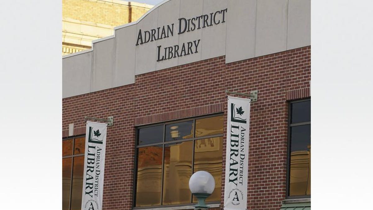 The exterior of the Adrian District Library, 143 E. Maumee St., downtown Adrian.