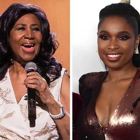 Aretha Franklin, left, and Jennifer Hudson