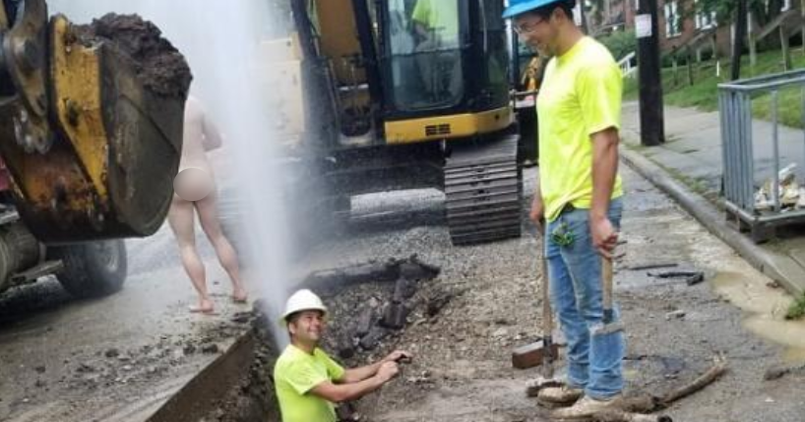 Naked Man Showers Outside In Street After Water Main Breaks In Columbus 