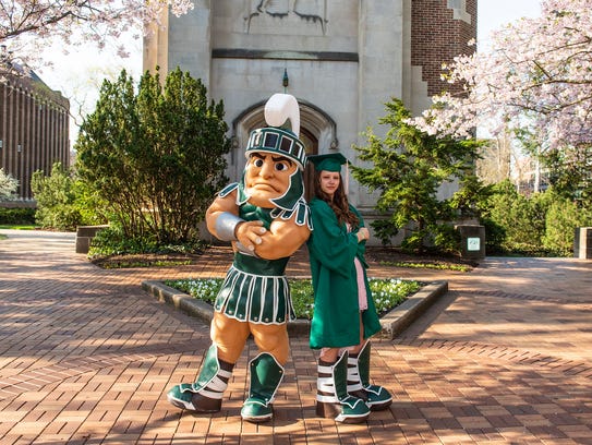 Sparty On The Second Woman To Play Msu S Mascot Shares Her Experience Inside The Suit Wzzm13 Com