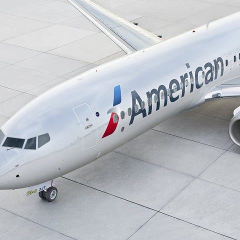 An American Airlines commercial plane outside of a