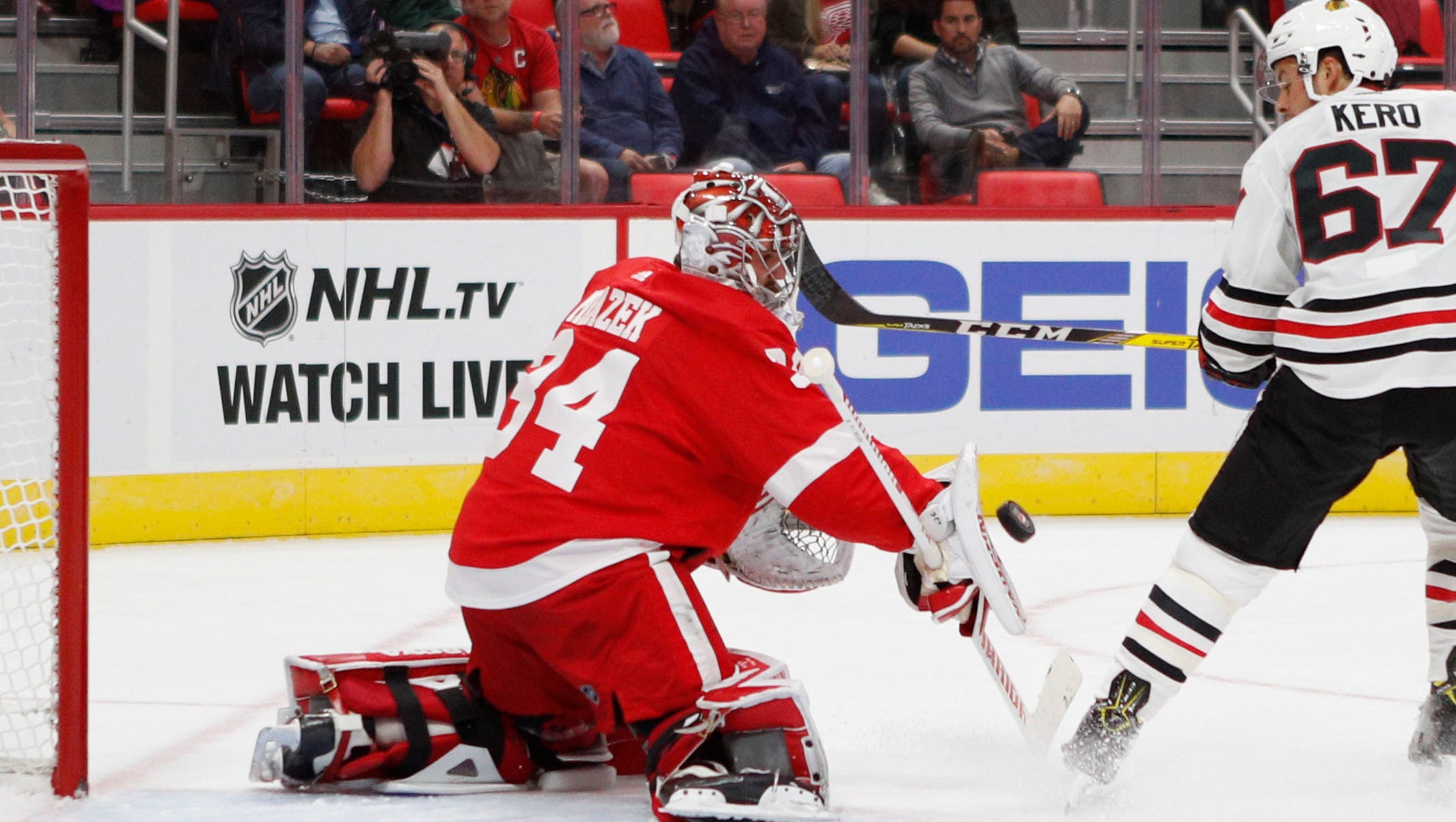 Red Wings' Petr Mrazek Makes New Arena Debut In Loss To Blackhawks