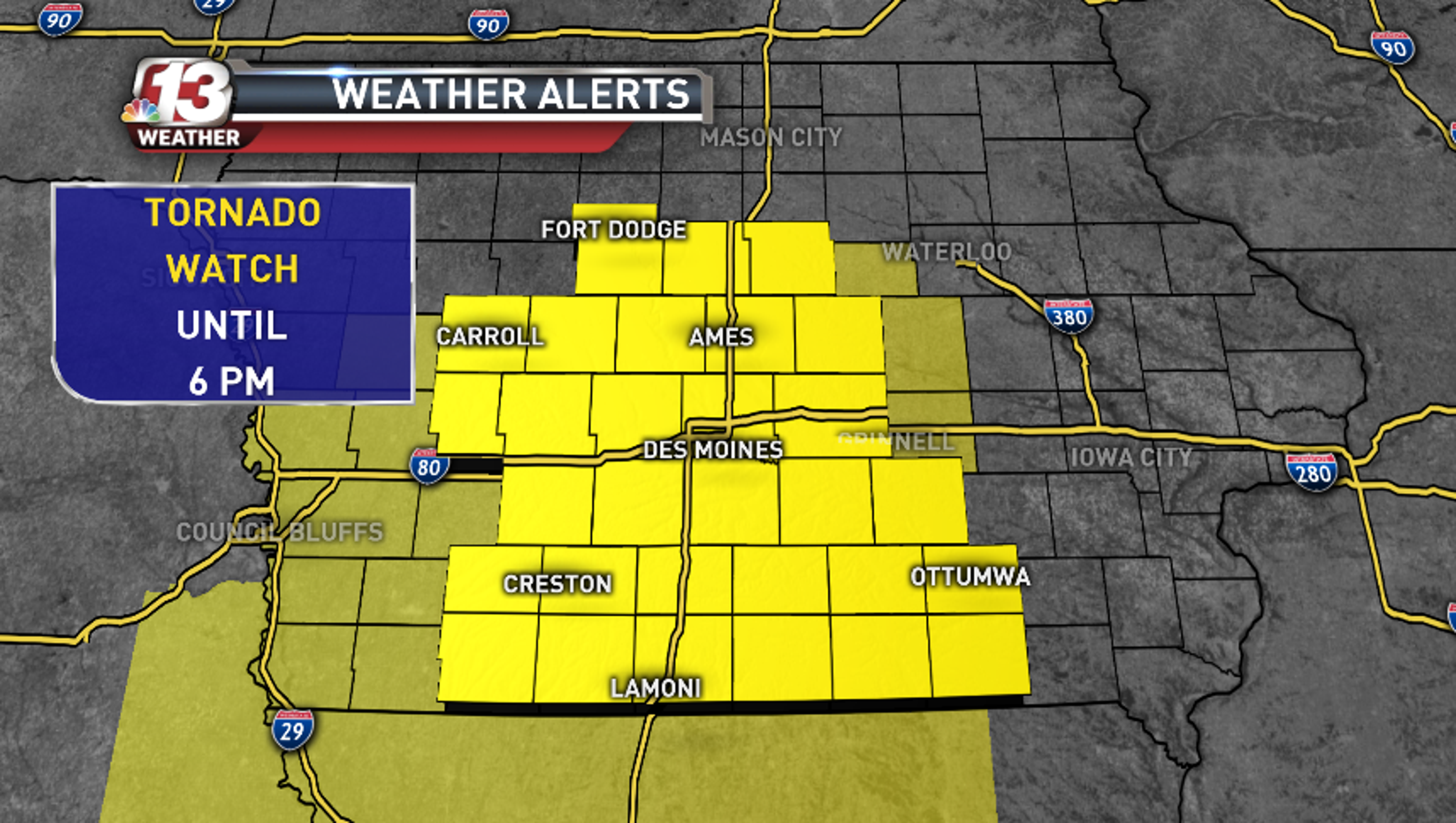 Tornado warnings issued for multiple Iowa counties