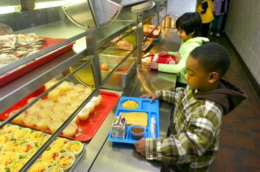 elementary school lunch line