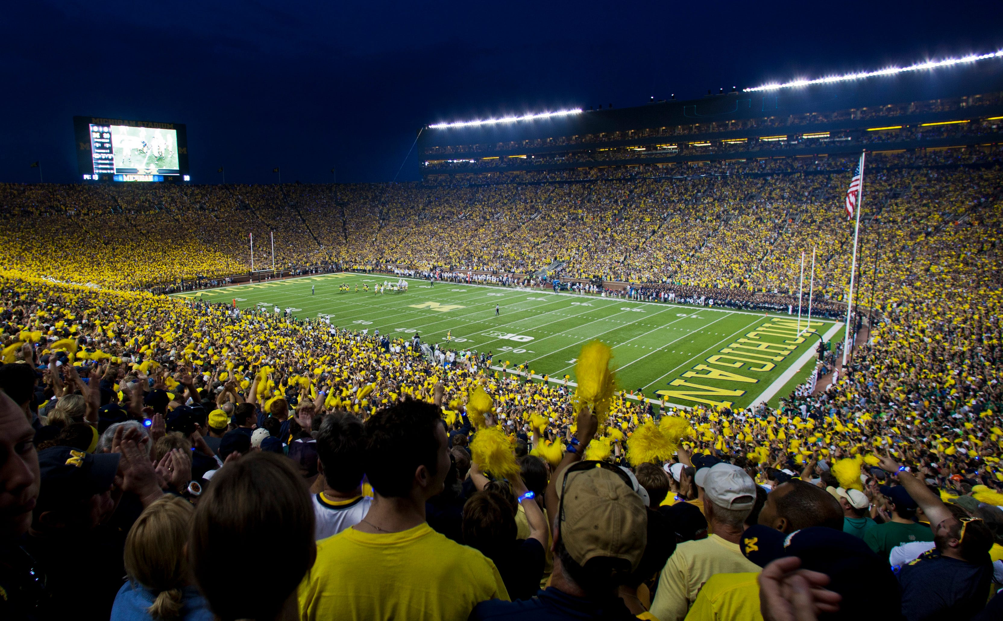 college football stadium at night