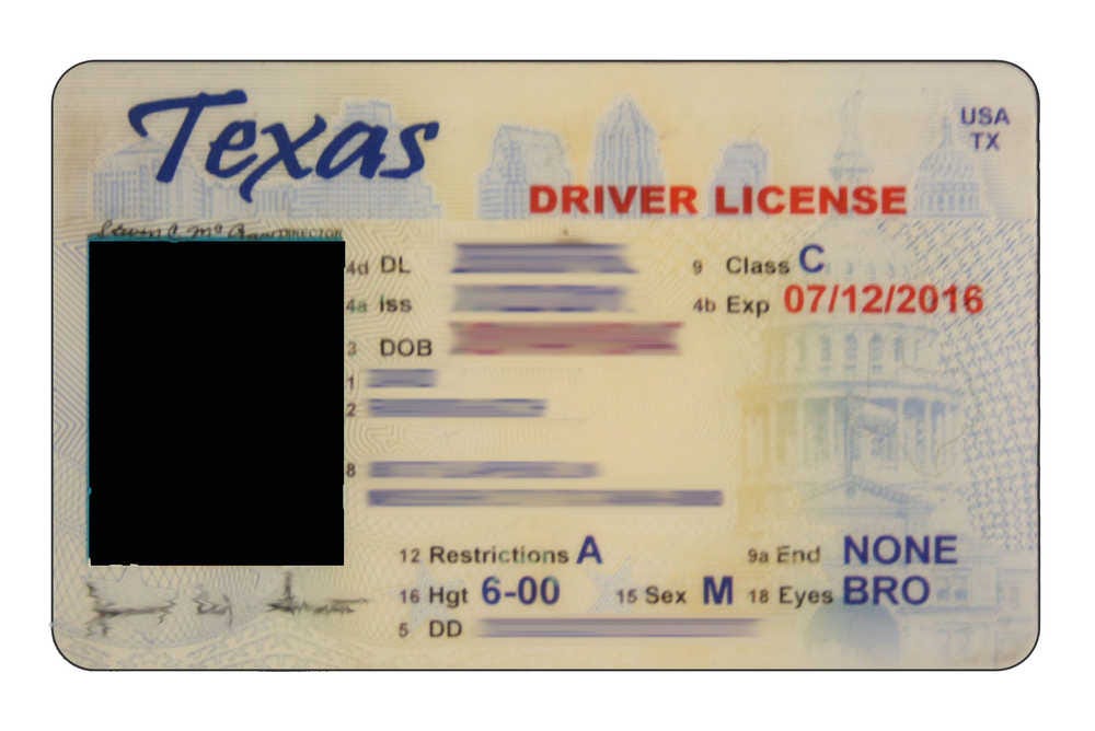 blank texas license