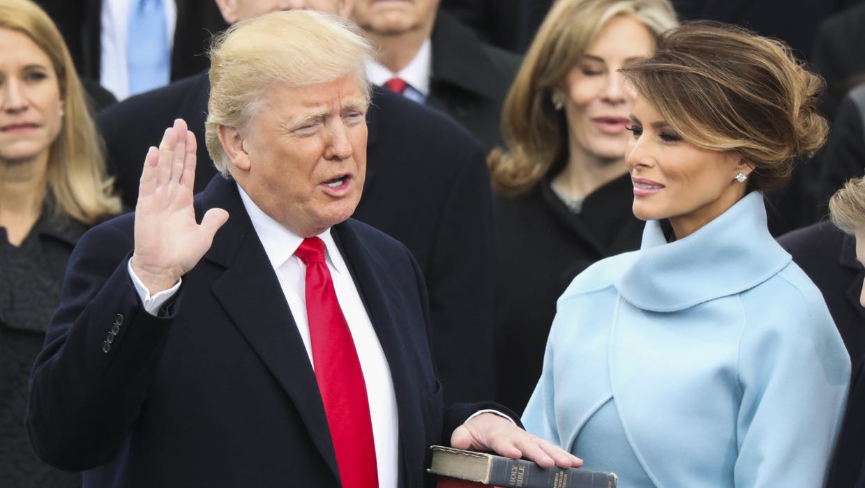 Melania Trump wears sky-blue cashmere Ralph Lauren ensemble