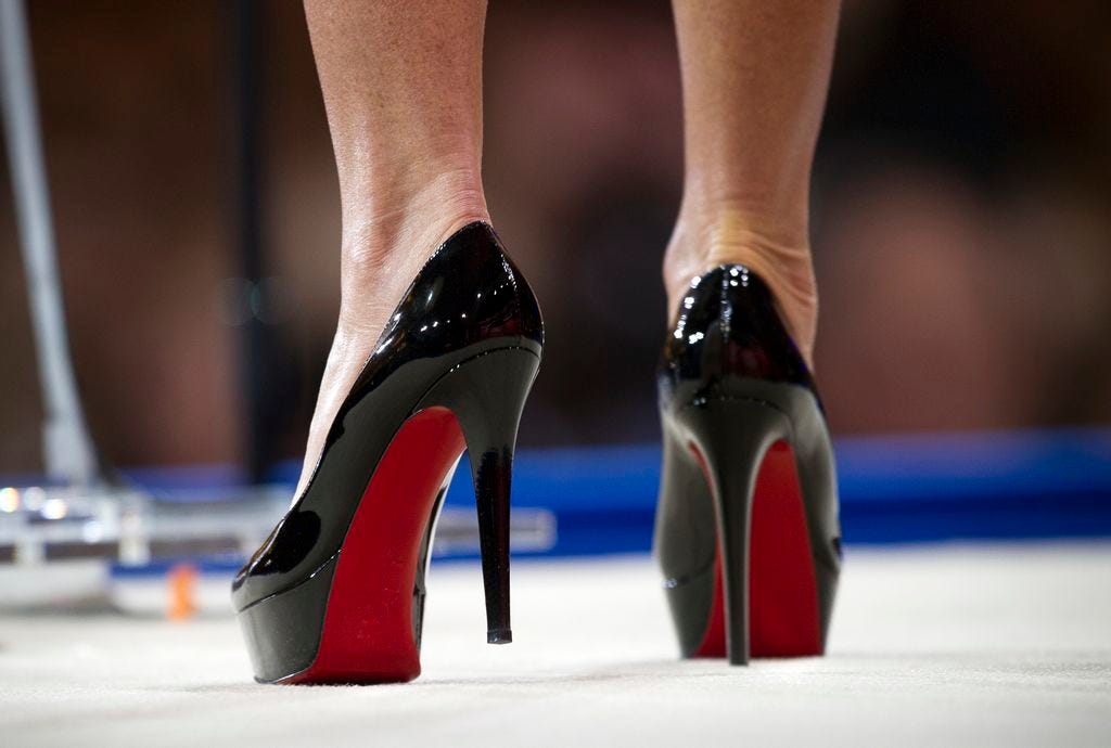 high heel shoes with red soles